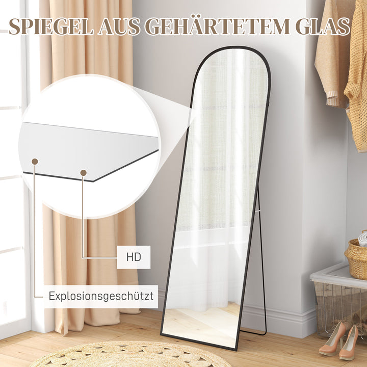 Stående spejl fuld figurspejl stort spejl, moderne design, 50 cm x 1,5 cm x 161,5 cm, sort