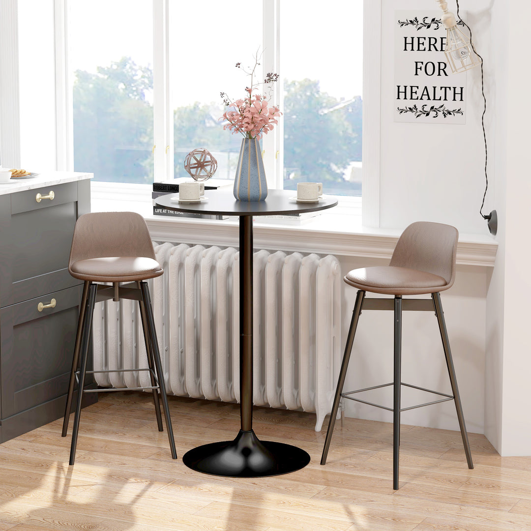 Barbord, ståbord, bord til 2 personer, 70 x 70 x 102 cm, sort