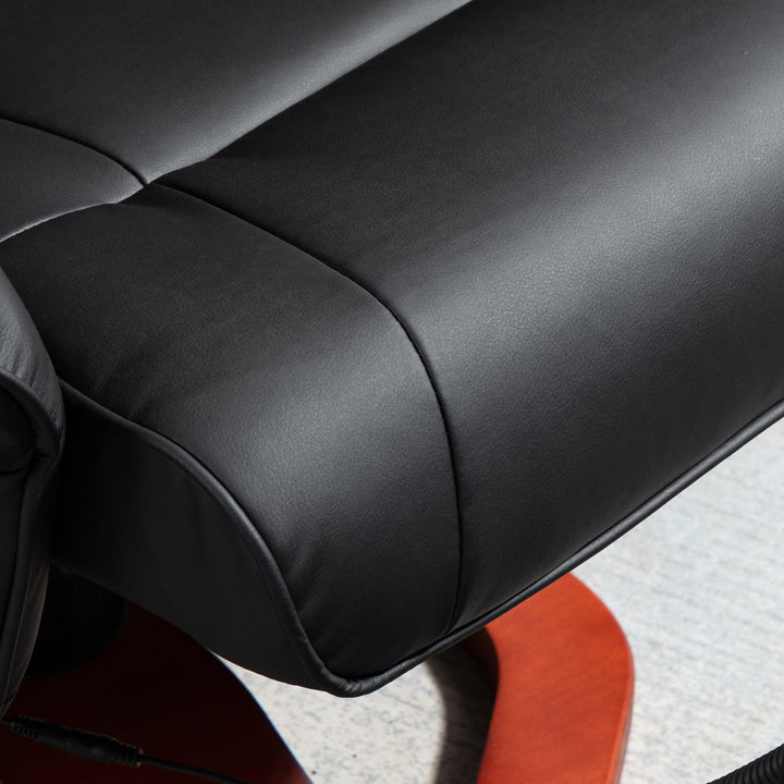 Massagestol med fodskammel, 10 massagepunkter, lænefunktion, roterende sæde, sort, 73 x 83 x 106 cm