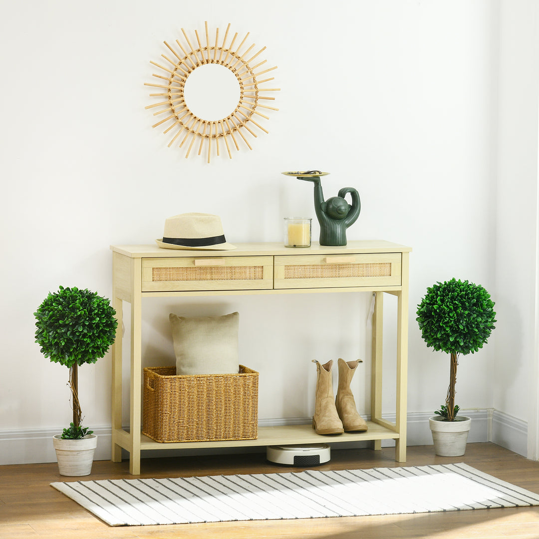 Sæt med 2 kunstige buksbomplanter, kunstige planter, inklusive kunstig mos, 1 plantekasse, 28 cm x 28 cm x 60 cm, grøn