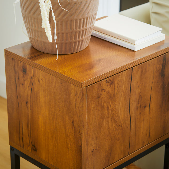 Konsolbord i industrielt design, sidebord, skænk, 1 skab, brun + sort