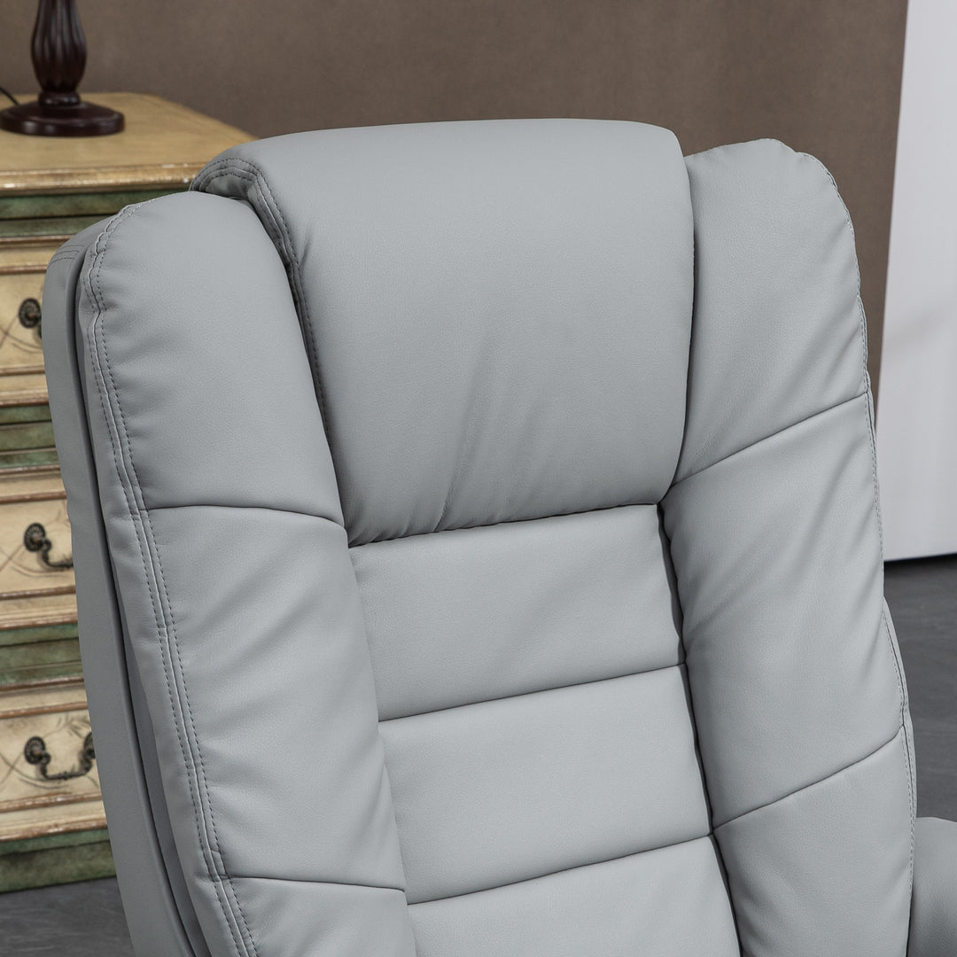 Lænestol med fodskammel, drejestol, ryglæn med justerbar justering, læderlook, op til 130 kg, grå