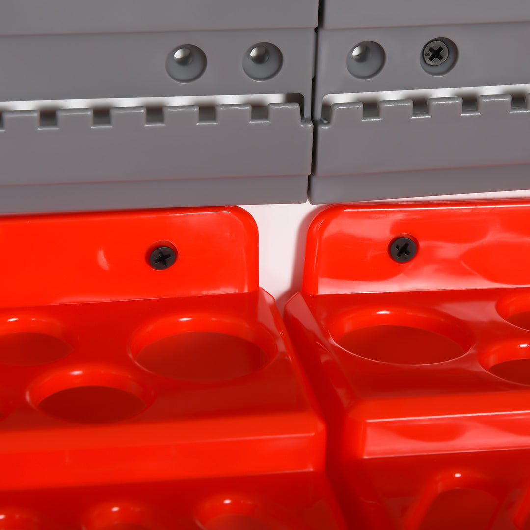 Værktøjshylde med perforeret væg 54 dele værktøjsholder værktøjsvæg til værkstedsopbevaringskasser krogsæt pp grå + rød 95,5 x 23 x 53,5 cm