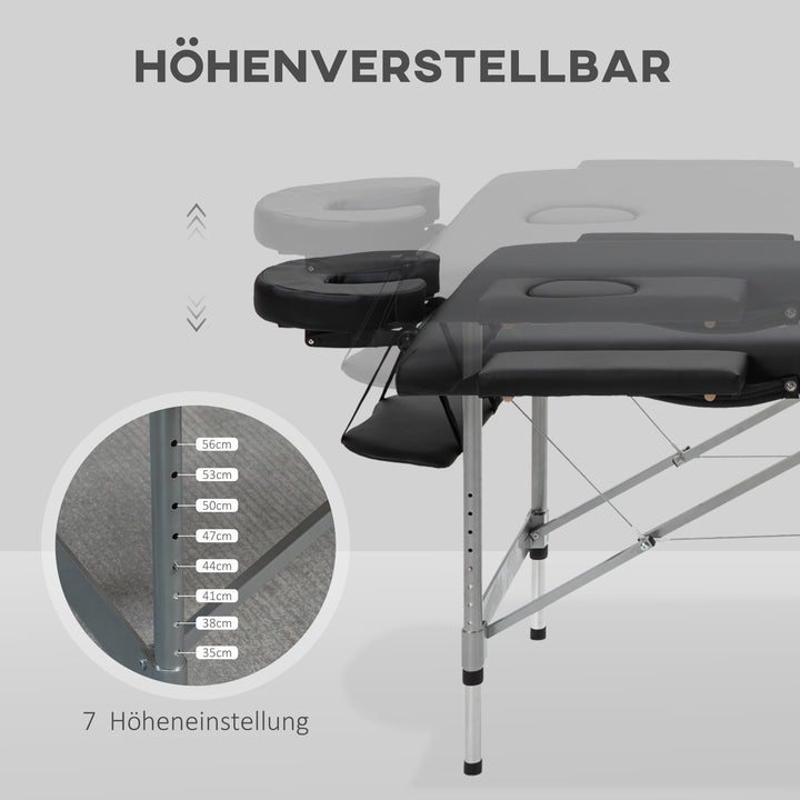 Klappelig massagebrik med ansigtsåbning, armlæn, håndstøtter, mobil massagebrik, 186 cm x 71 cm x 83 cm