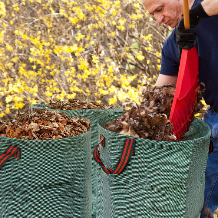 Havepose 3x272l vandtæt haveaffaldspose med håndtag, robust bladpose uv-beskyttelse grøn