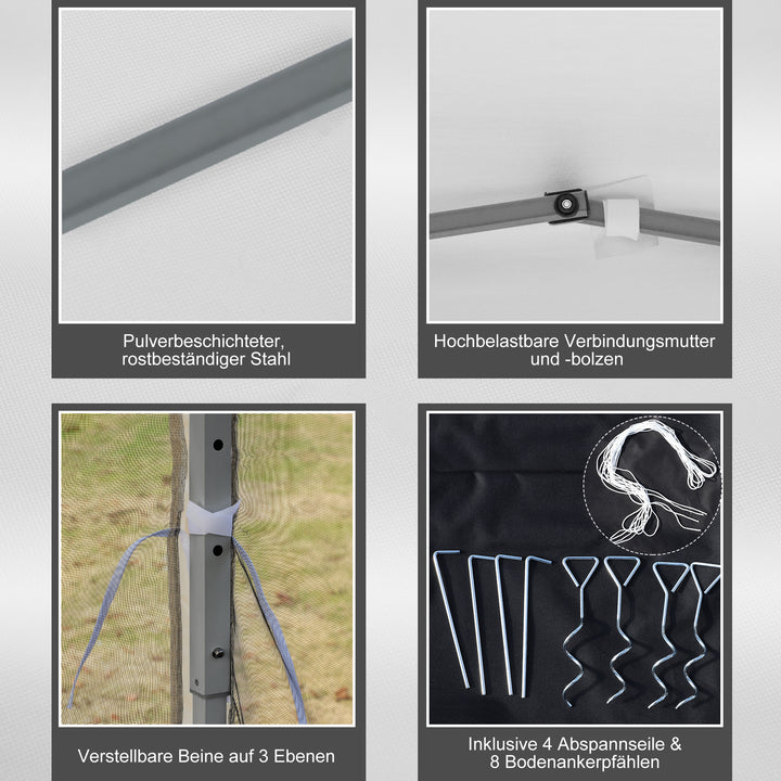 Foldetelt, foldetelt med sidevægge inklusive bæretaske, havepavillon, metal, oxford-stof, 3 x 3 m, cremehvid