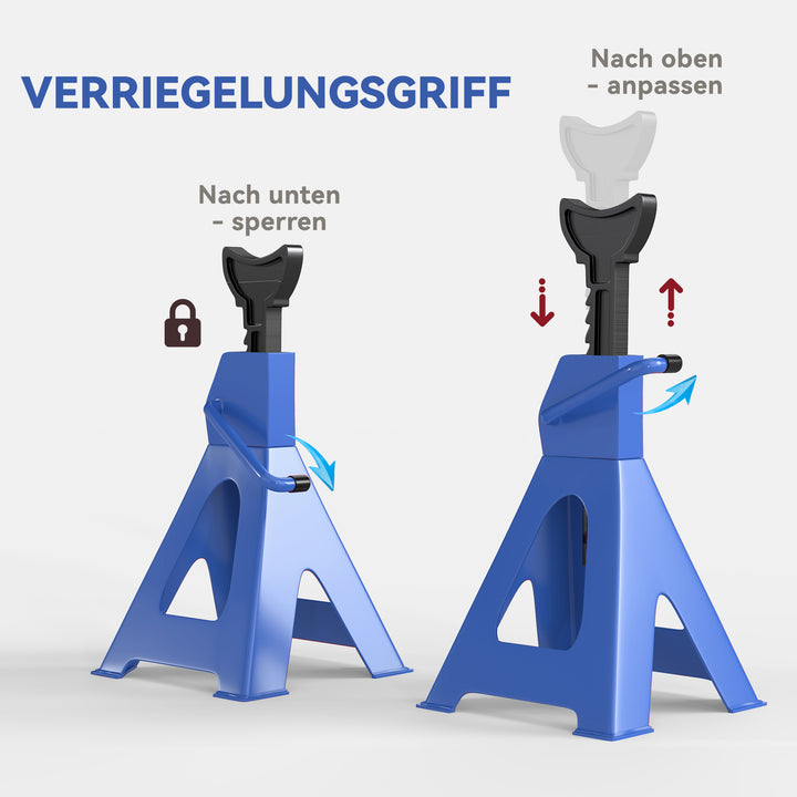 Donkraft 3 tons lasteevne 2 stk. støtteben inklusive sikkerhedsnål 13 niveauer højdejusterbar 385 mm til 600 mm