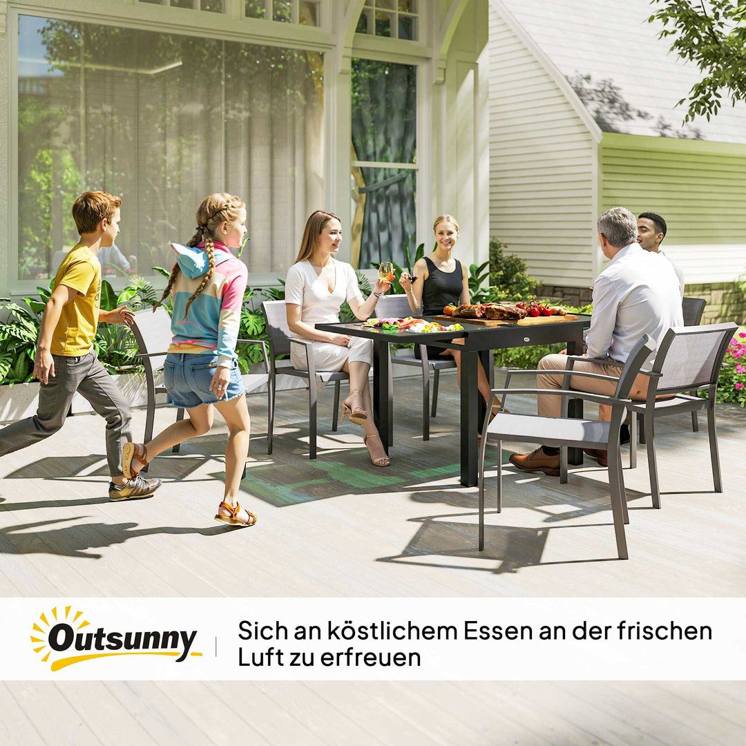 Udtrækkeligt havebord, udendørsbord, udvideligt buffetbord, vejrbestandigt, 160 cm × 80 cm × 75 cm, sort
