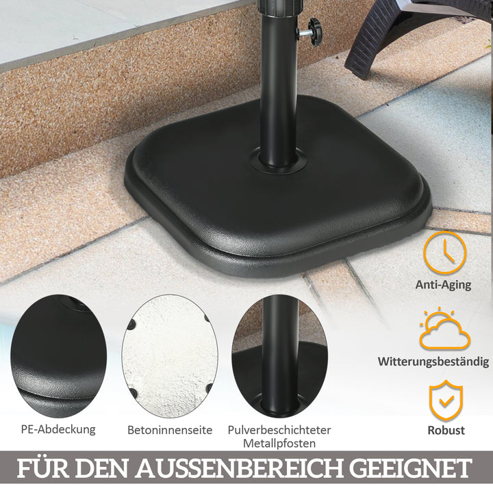 Beton parasolfod, 11 kg, firkantet, til parasoller med en rørdiameter på 32-38 mm, sort