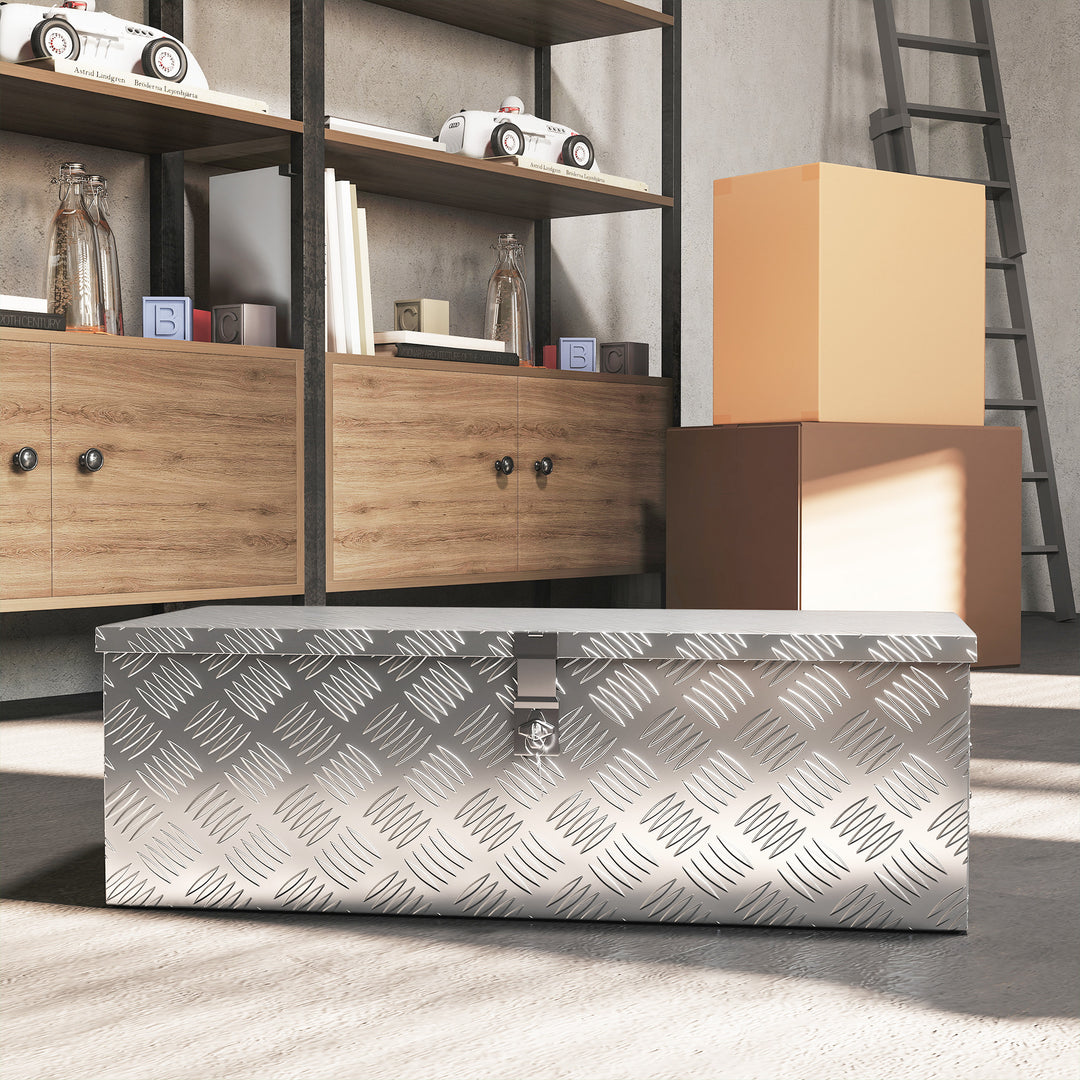 Værktøjskasse, værktøjskasse, med lås, to bærehåndtag, aluminium, 76 x 33 x 25 cm