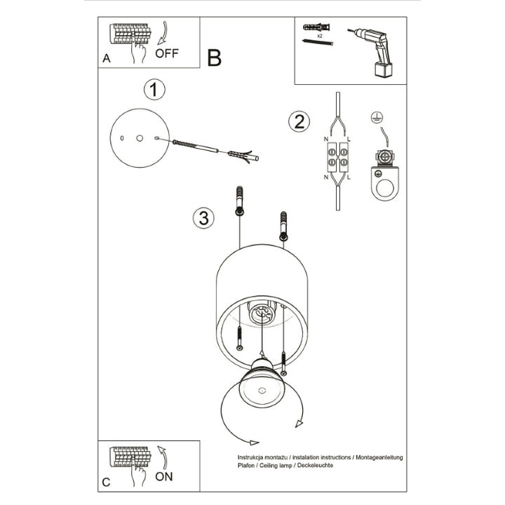 Loftslampe ORBIS 1 grå