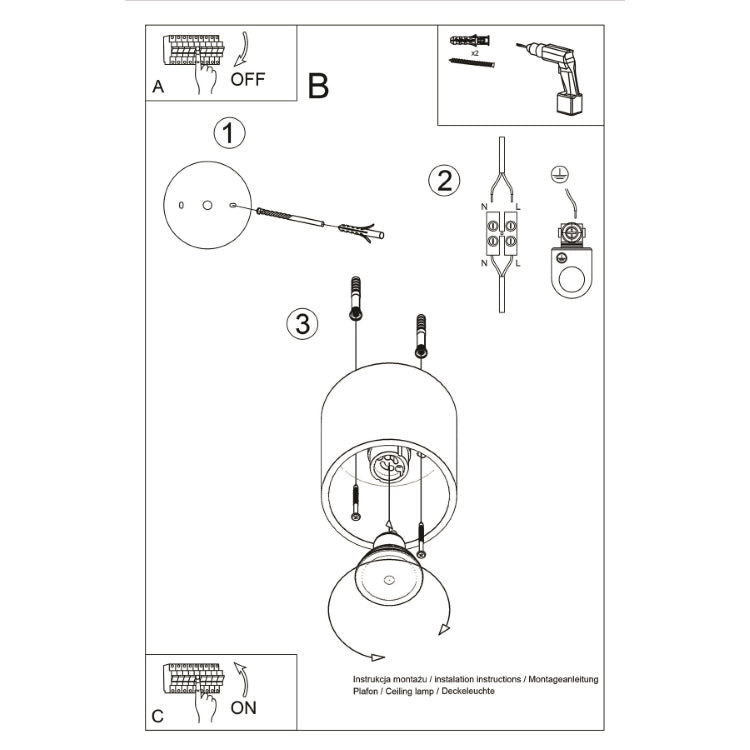 Loftslampe ORBIS 1 hvid