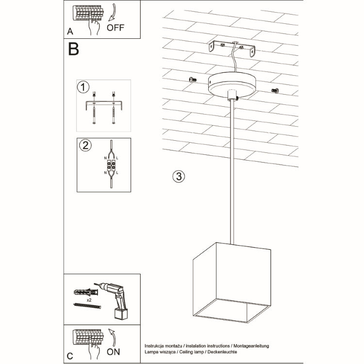 Vedhæng lampe QUAD 1 hvid