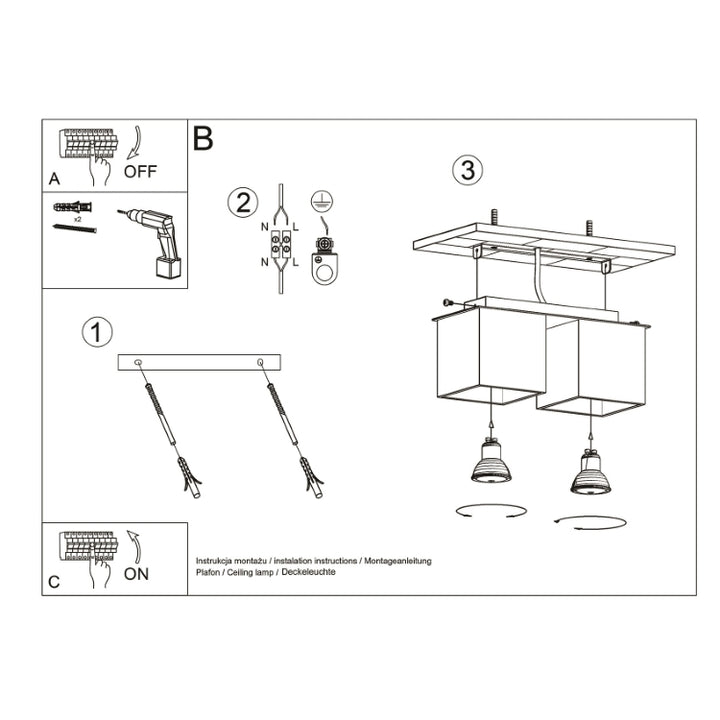 Loftslampe QUAD 2 hvid