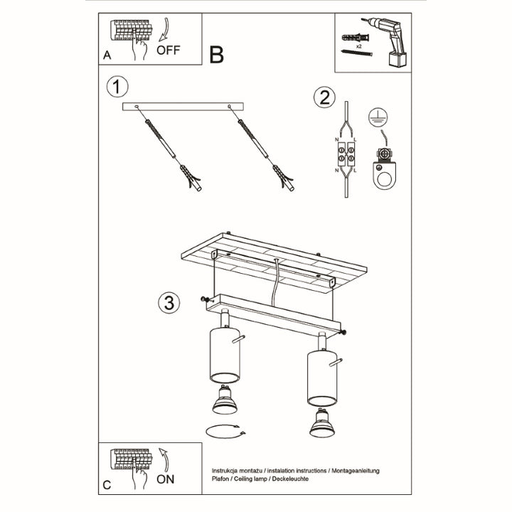 Loftslampe RING 2 sort