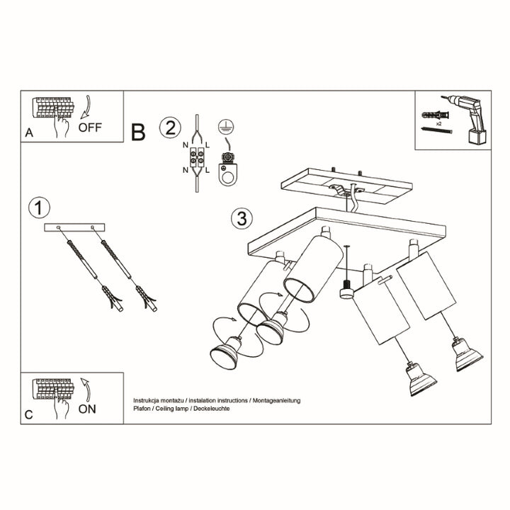 Loftslampe RING 4 sort