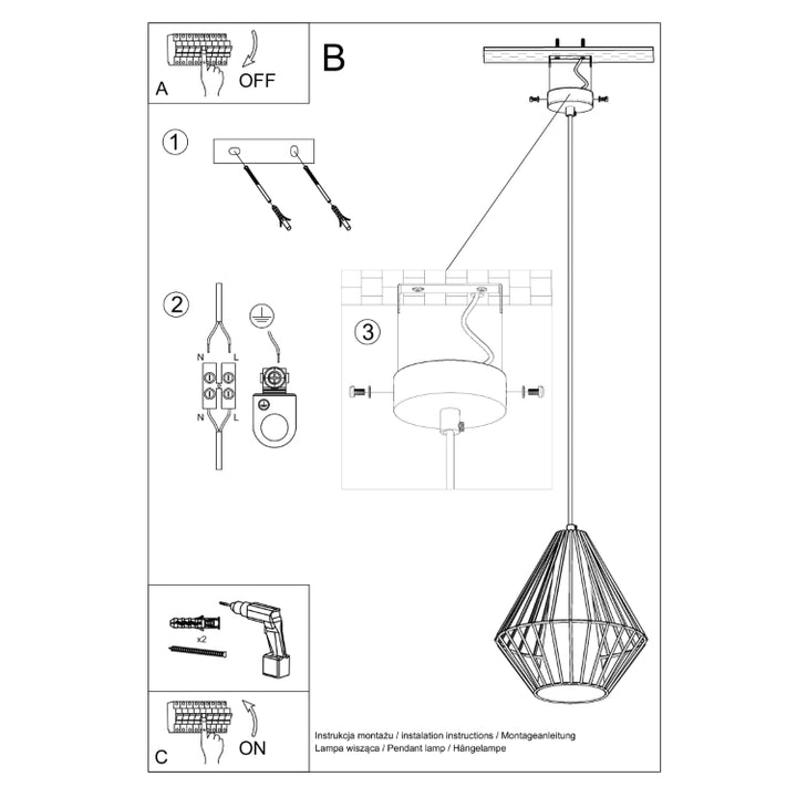 Vedhæng lampe DEMI sort