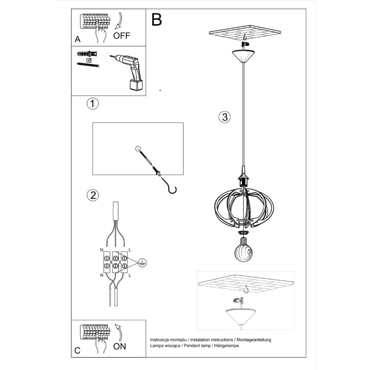 Loftlampe MANDELINO naturtræ