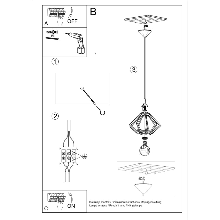 Pendel lampe POMPELMO naturtræ