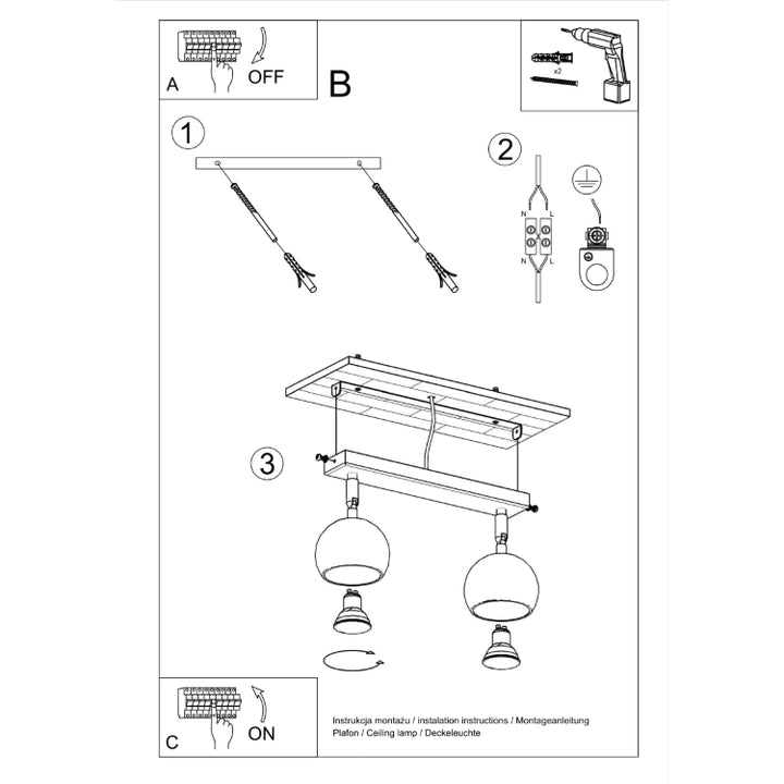 Loftslampe OCULARE 2 hvid