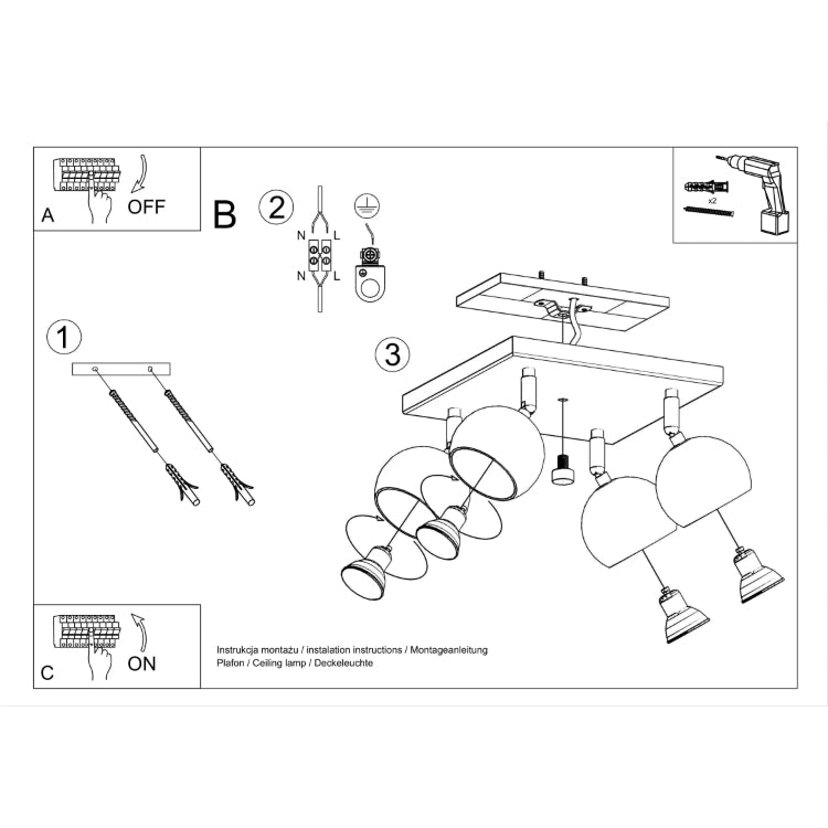 Loftslampe OCULARE 4 hvid