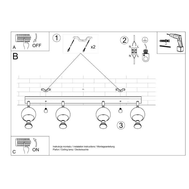 Loftslampe OCULARE 4L hvid