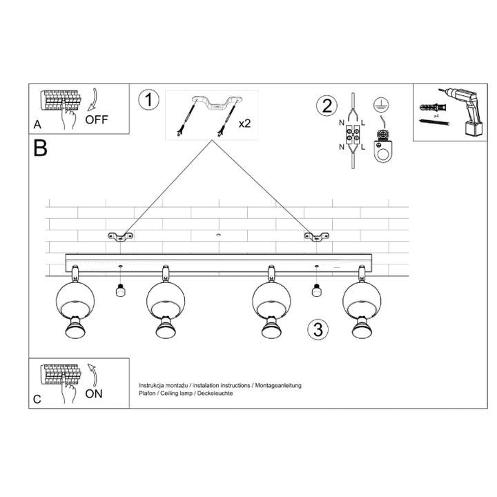 Loftslampe OCULARE 4L hvid