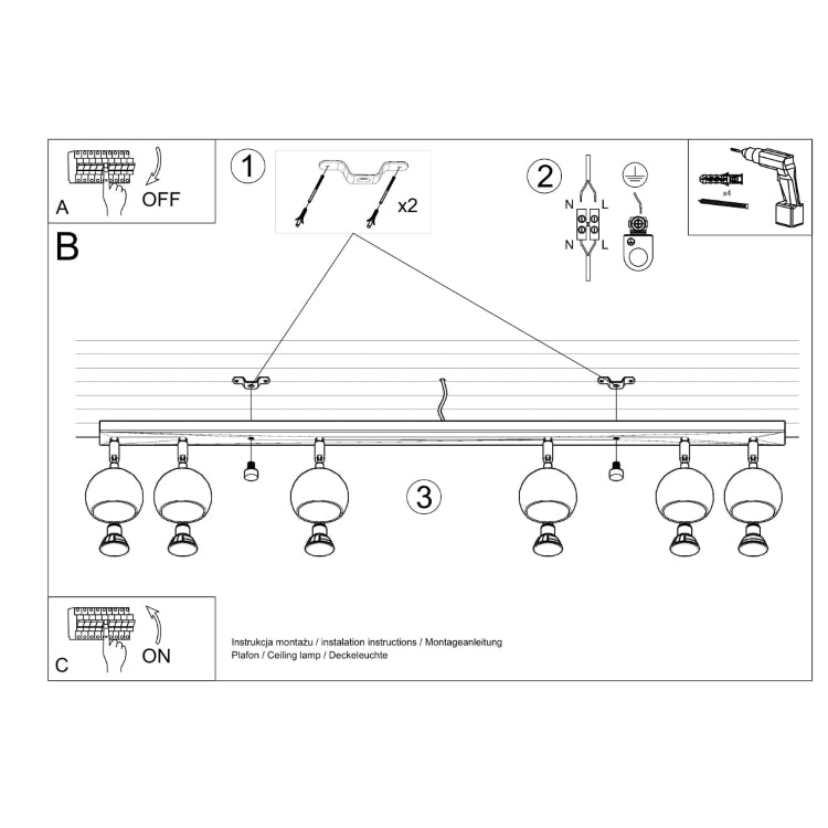 Loftslampe OCULARE 6L hvid