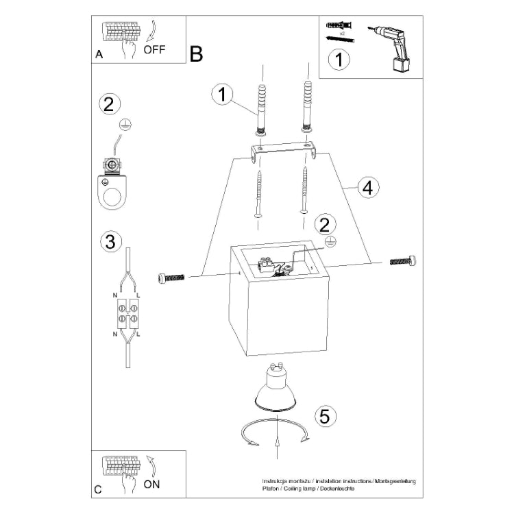 Loftslampe QUAD beton