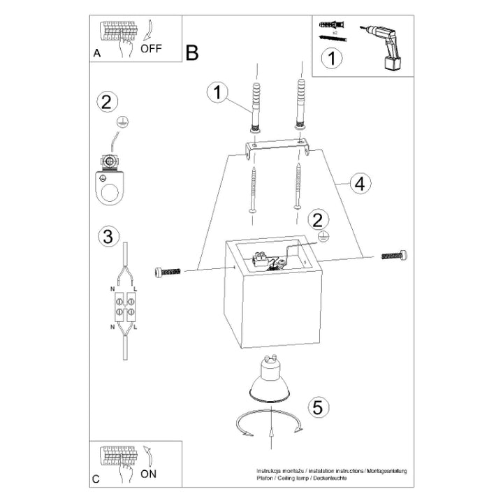 Loftlampe QUAD naturtræ