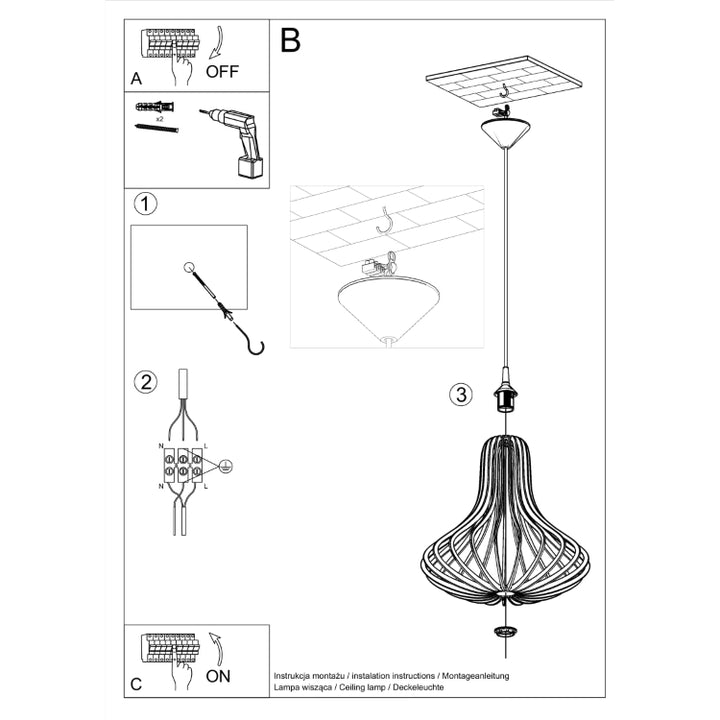 Vedhæng lampe ELZA træ