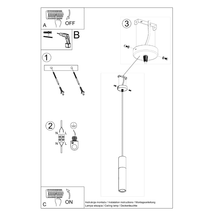 Loftlampe BORGIO, sort