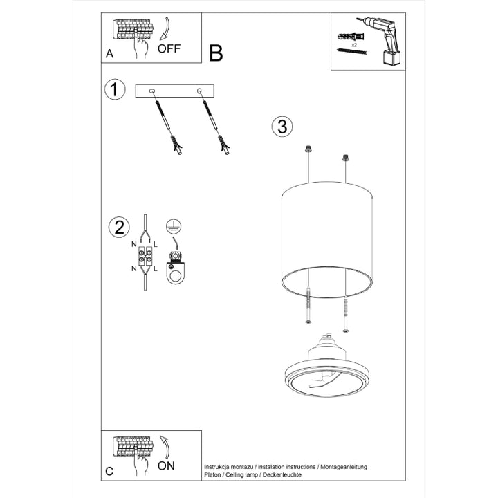 Loftslampe TIUBE grå