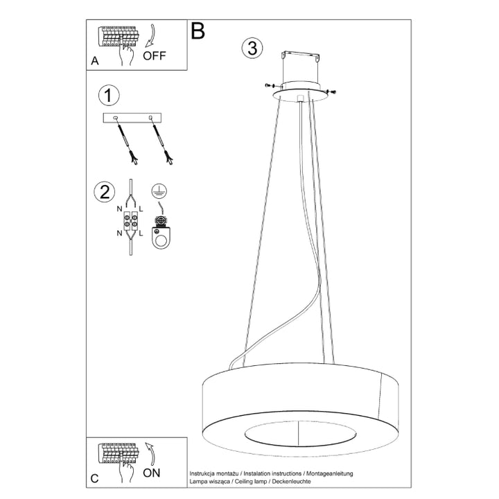 Lysekrone SATURNO SLIM 90 hvid