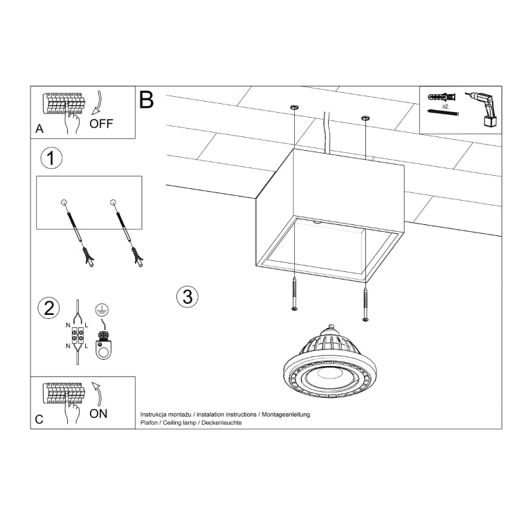 Loftlampe QUATRO 1 beton