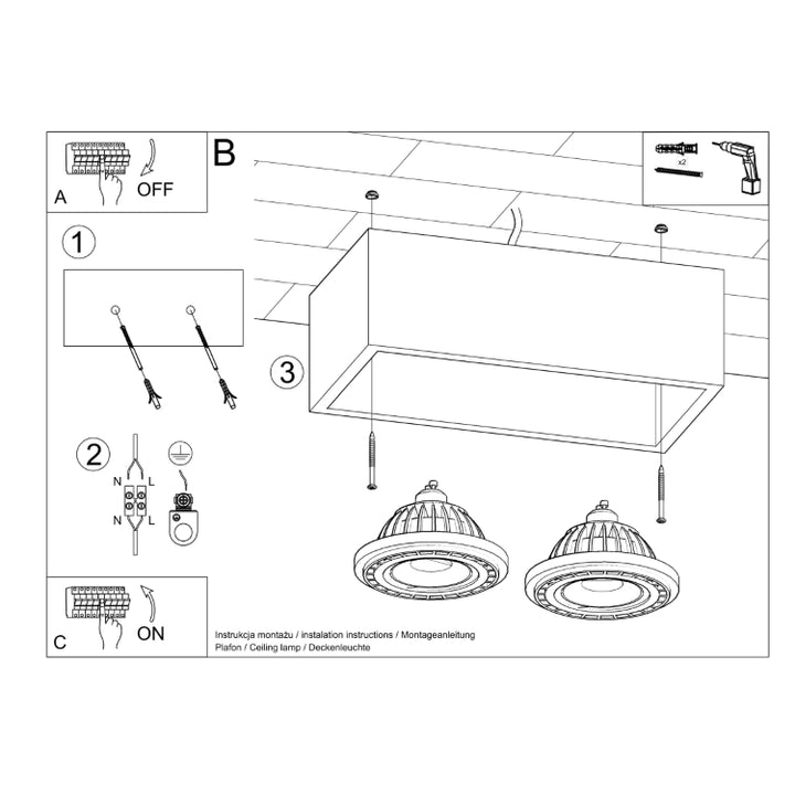 Loftslampe QUATRO 2 beton