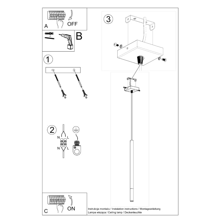 Pendellampe MOZAICA 1 sort/chrom