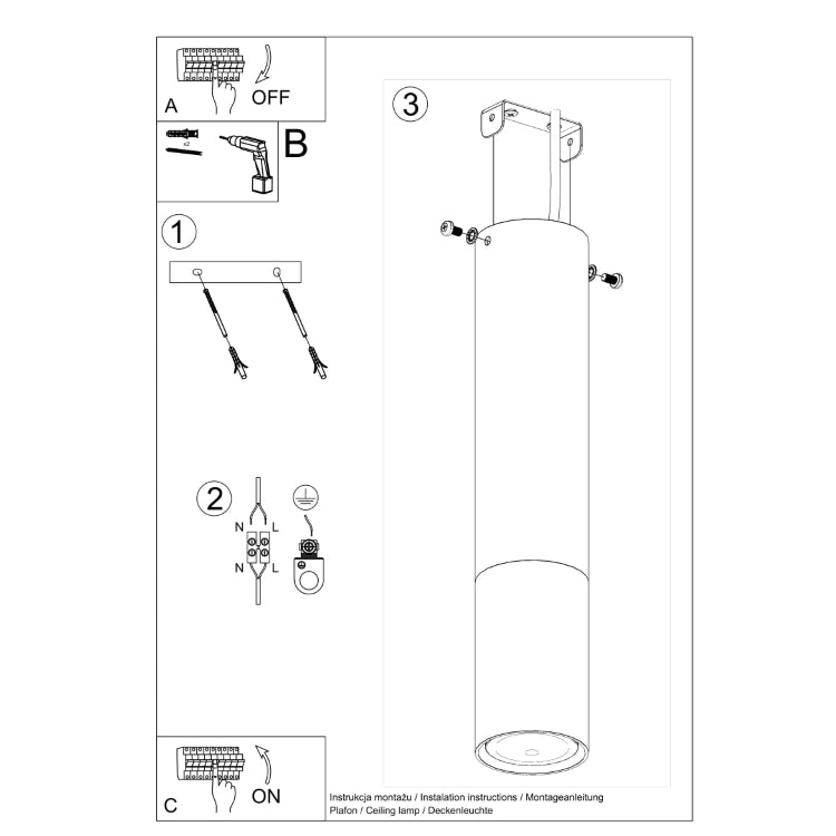 Loftslampe LOOPEZ sort/kobber