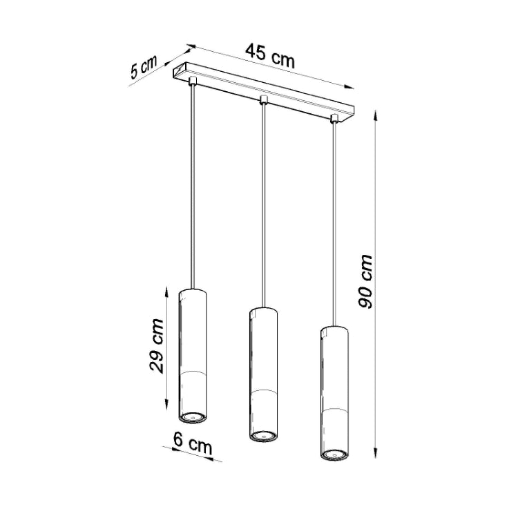 Vedhæng lampe LOOPEZ 3L sort/guld