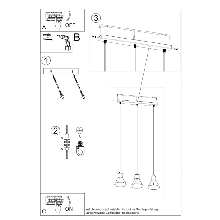 Pendellampe TALEJA 3 sort [ES111]