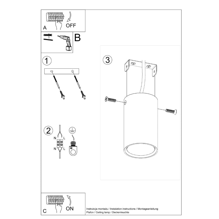 Loftslampe LAGOS 10 sort