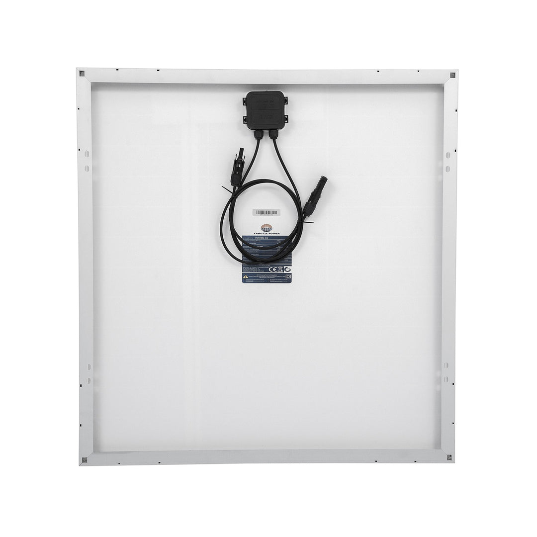 Solpanel monokrystallinsk - 100 W, 18 V til 12 V batterier, solcelle, ladekabel, silicium