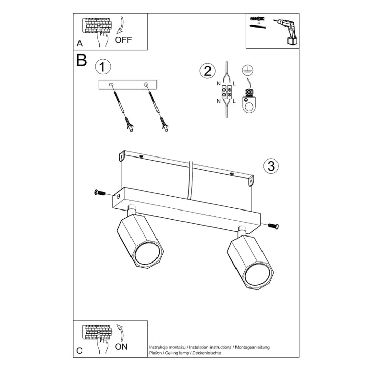 Loftslampe ZEKE 2 eg