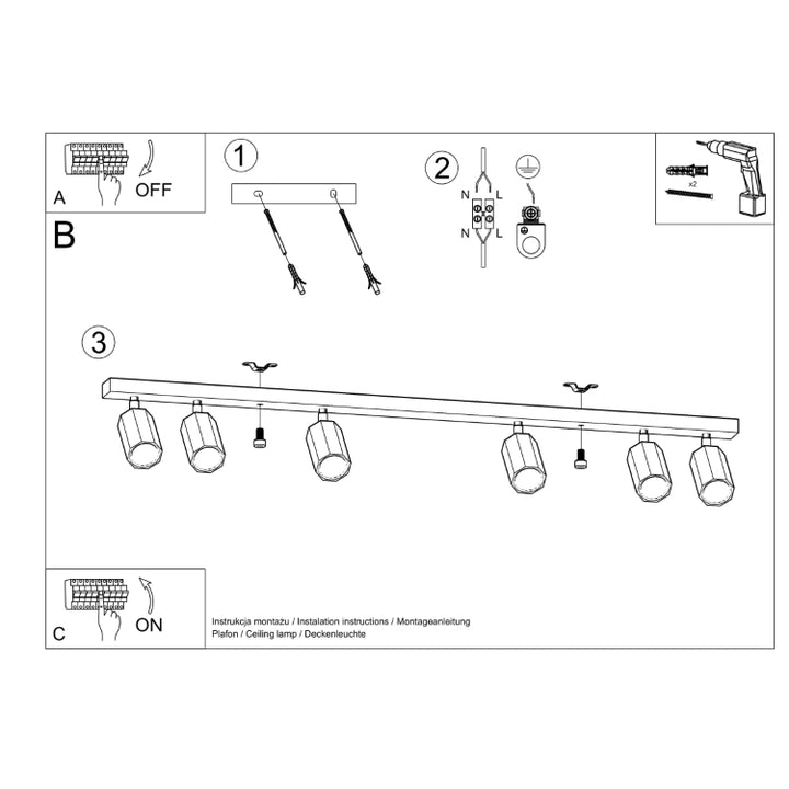 Loftslampe ZEKE 6 eg