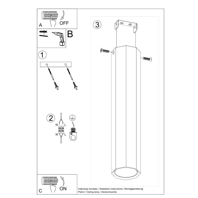 Loftslampe ZEKE 30 eg