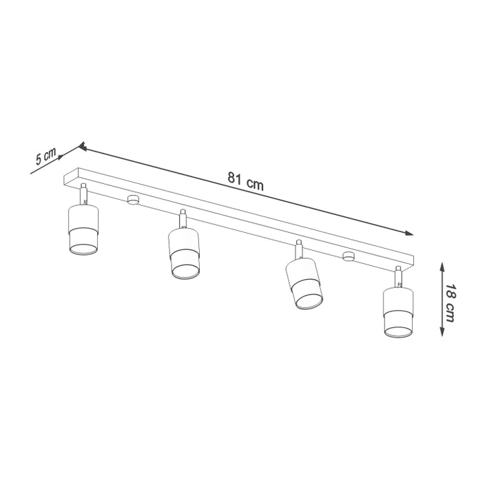 Loftslampe NERO 4 sort/guld