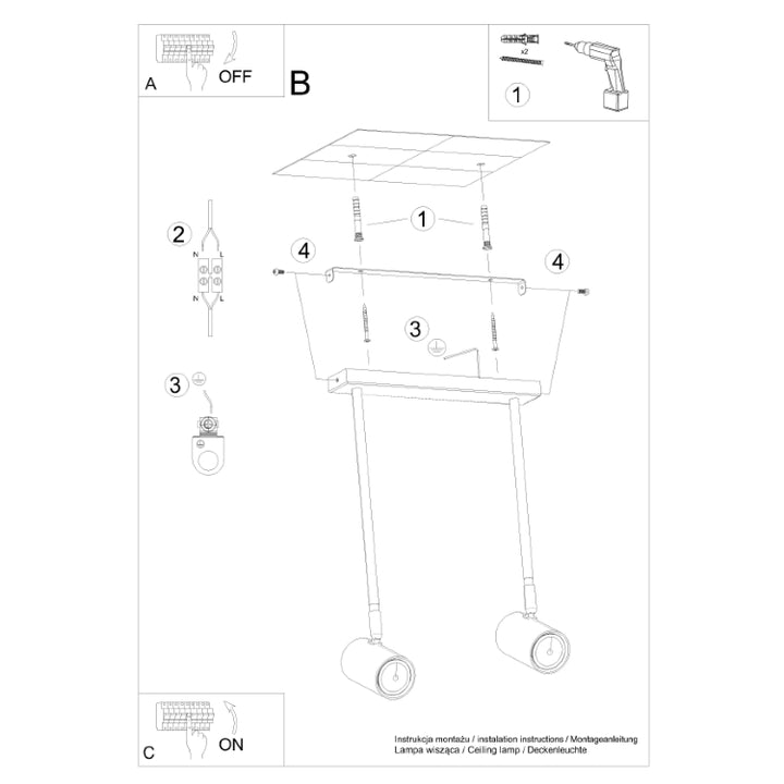 Loftslampe NORANO 2 sort