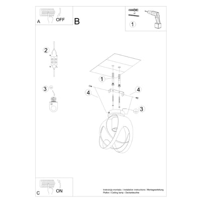 Loftslampe TULOS sort