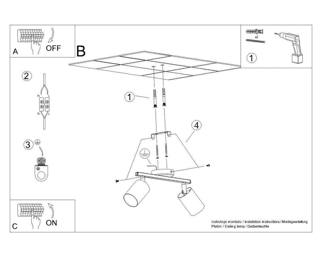 Loftslampe LEMMI 2 sort