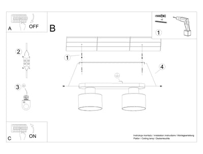 Loftslampe SAVAR 2 sort